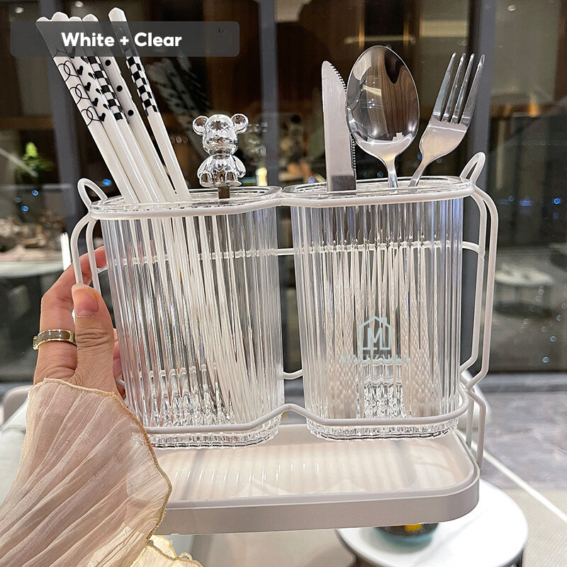 ๐ธ๐ฌ Ready Stock Cutlery Organizer Utensils Holder Fork Spoon Knife Storage Drainer Chopsticks Tableware Household Kitchen