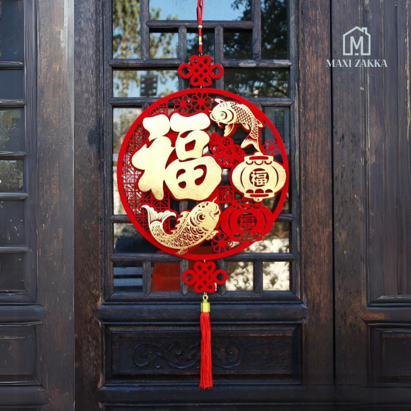 ๐ธ๐ฌ Ready Stock DIY Chinese New Year Decoration Hanging Ornament Sticker CNY Spring Festival 3D Home Door Window FU