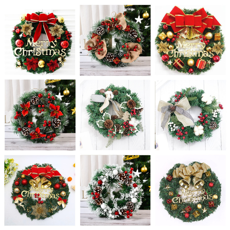 ๐ธ๐ฌ Local Stock Christmas Wreath Decoration Door Hanging New Rattan Wreath 30cm 40cm Courtyard Hotel Shopping Mall