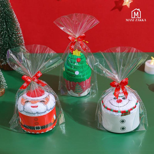 Ready Stock Christmas Towel Gift Embroidery Children Customer Giveaway Promotion Plush Toy Cake Corporate Chrix Eve