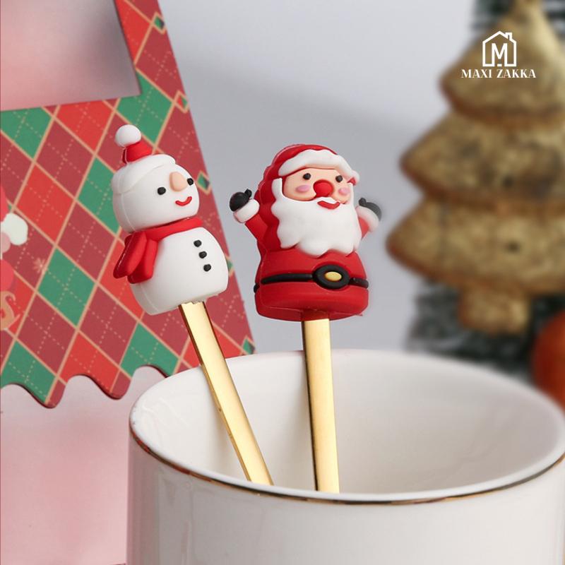 SG Seller Christmas Spoon Cutlery Set Dessert Coffee Spoon Fruit Fork Christmas Tree Small Spoon Gift Spoon