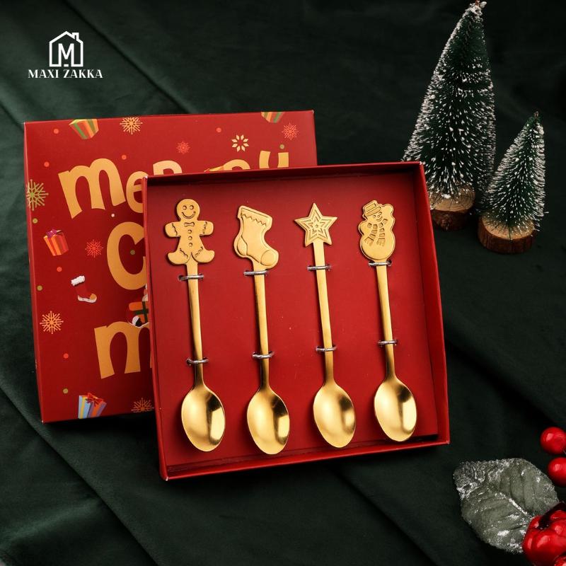 SG Seller Christmas Spoon Cutlery Set Dessert Coffee Spoon Fruit Fork Christmas Tree Small Spoon Gift Spoon