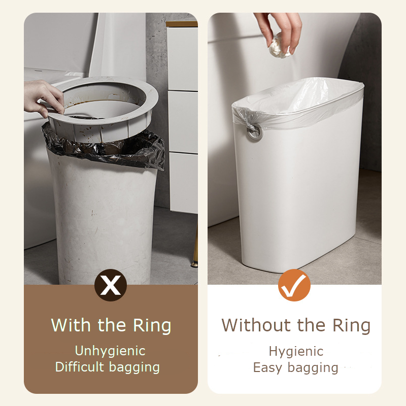 ๐ธ๐ฌ Ready Stock Hygienic Easy-to-Bag Garbage Waste Bin Rubbish Bin Trash Can Dustbin Basket Narrow Gaps No Ring Design