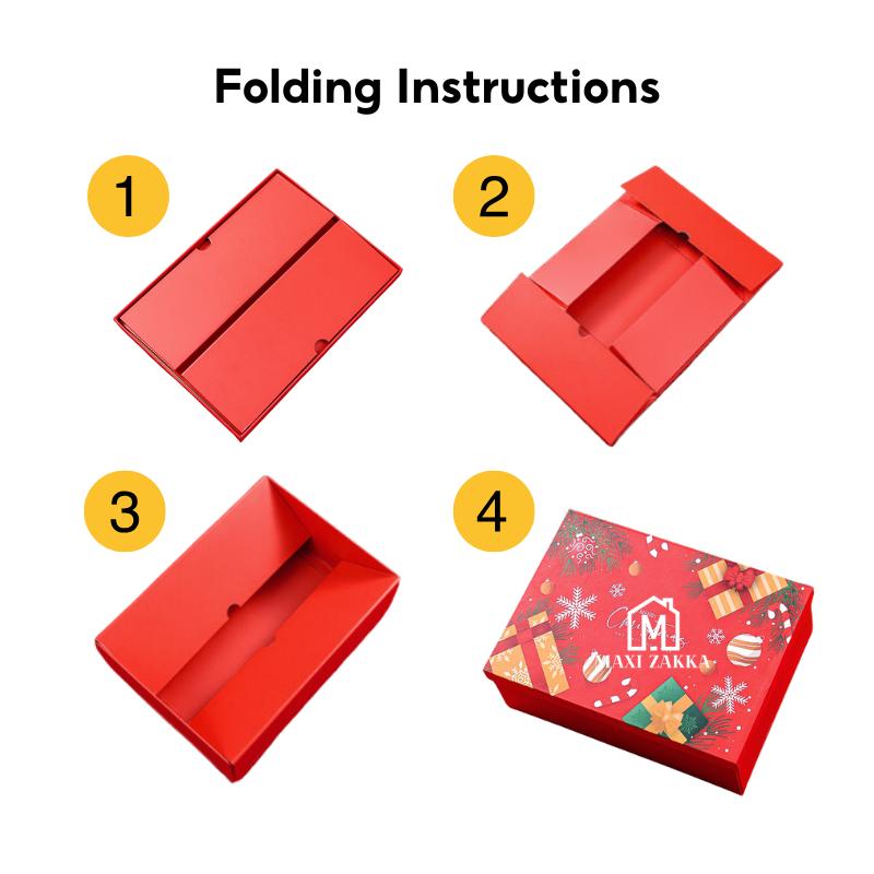 Ready Stock Christmas Premium Solid Hard Gift Box with Raffia Card Ribbon Gift Packaging Magnetic Folding Xmas