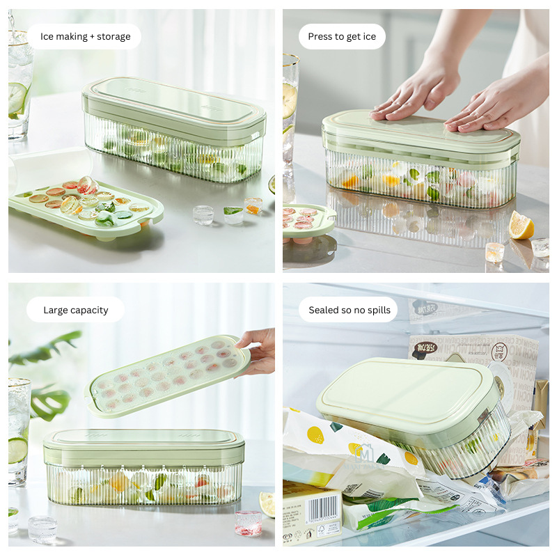 ๐ธ๐ฌ Ready Stock Ice Cube Tray Mold Maker Household Square Ice Storage Press-and-Release Easy Release Silicone Ice Box