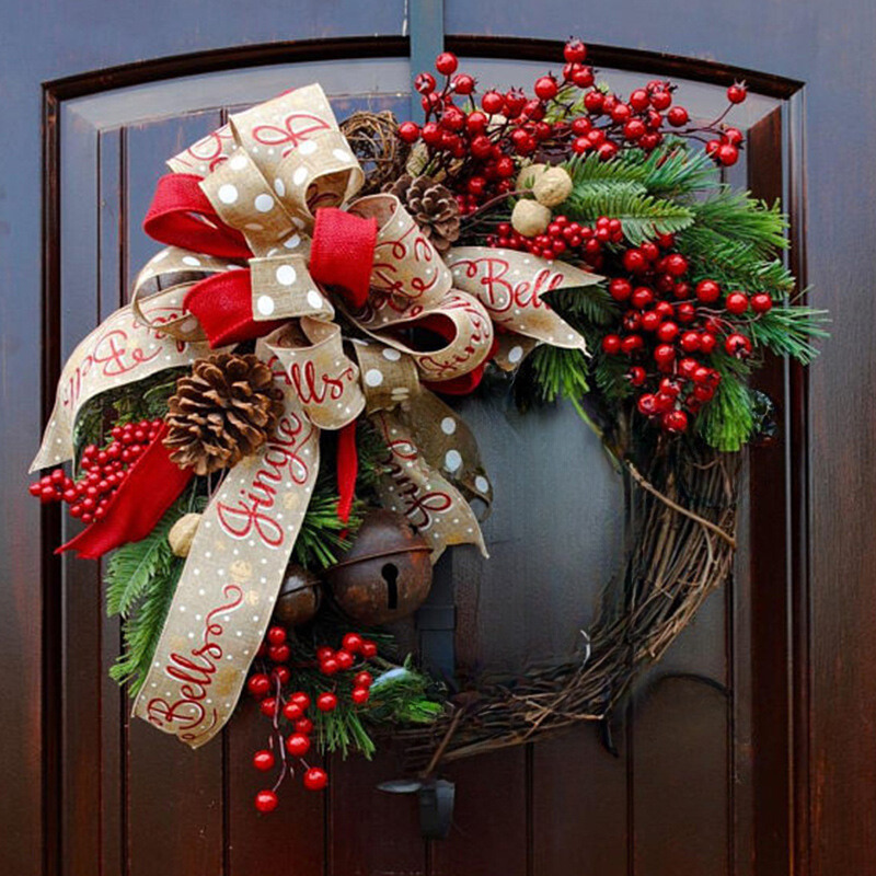 ๐ธ๐ฌ Local Stock Christmas Wreath Decoration Door Hanging New Rattan Wreath 30cm 40cm Courtyard Hotel Shopping Mall