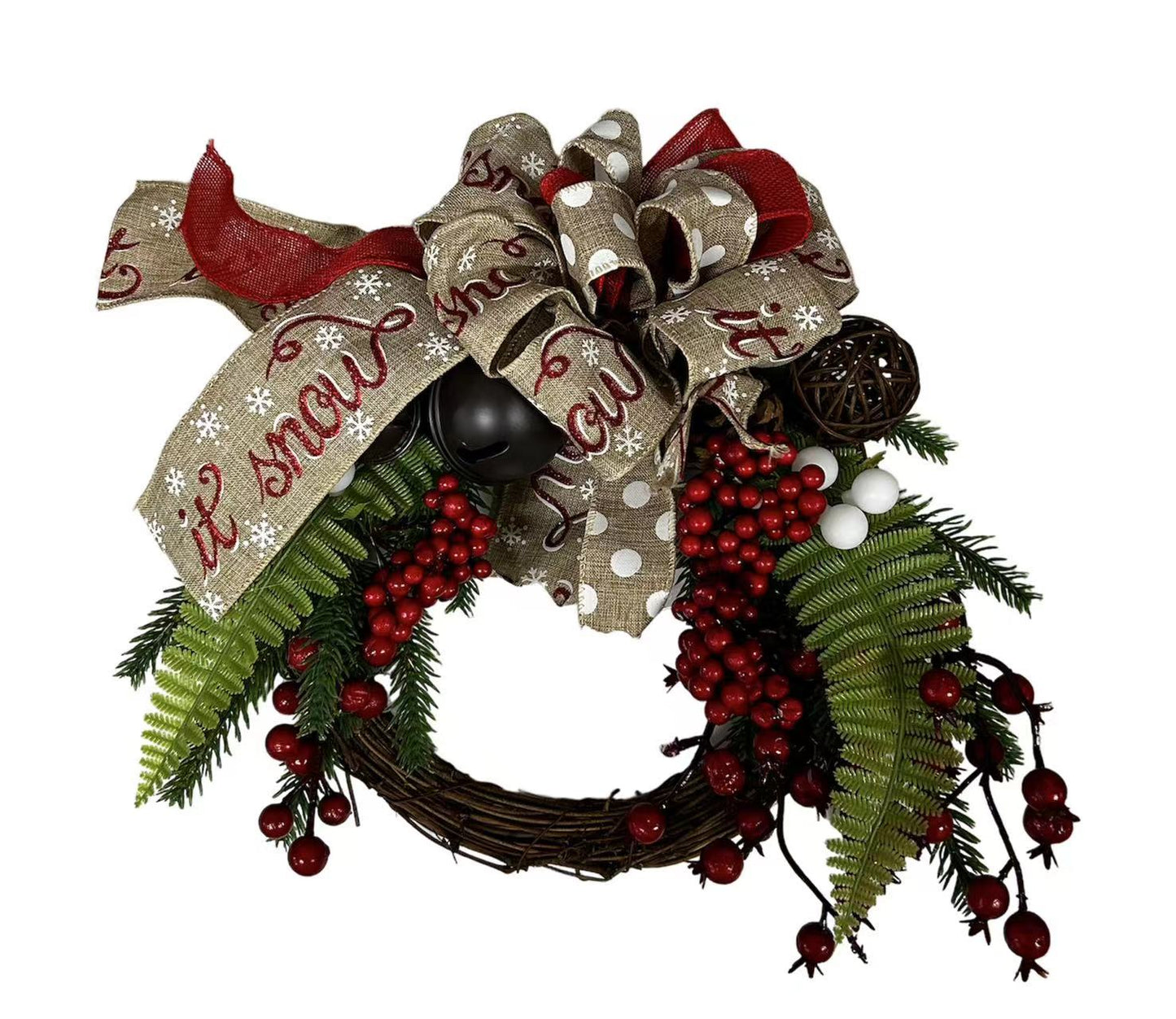 ๐ธ๐ฌ Local Stock Christmas Wreath Decoration Door Hanging New Rattan Wreath 30cm 40cm Courtyard Hotel Shopping Mall