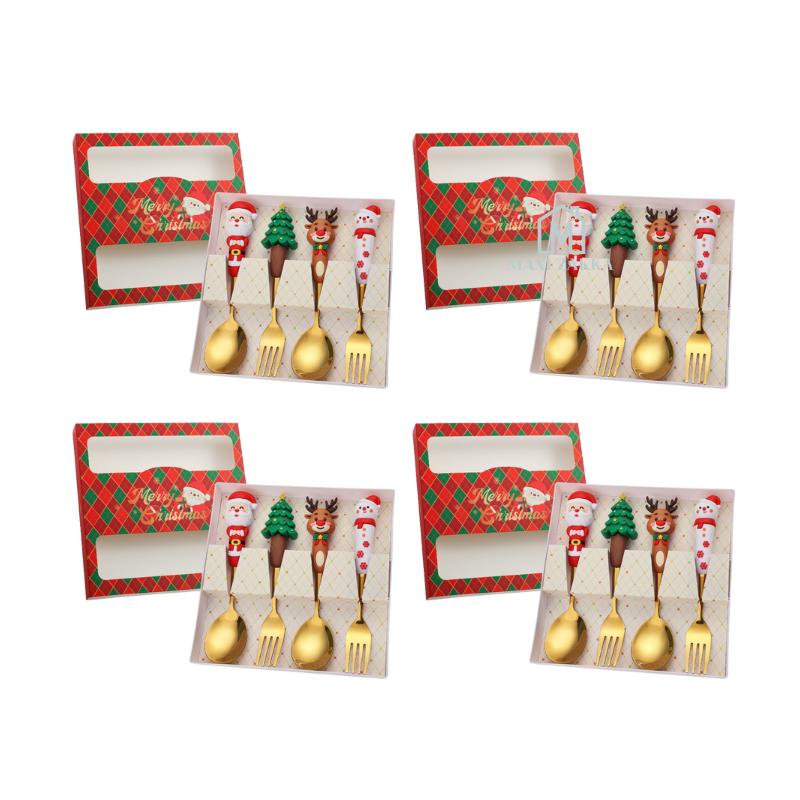 SG Seller Christmas Spoon Cutlery Set Dessert Coffee Spoon Fruit Fork Christmas Tree Small Spoon Gift Spoon