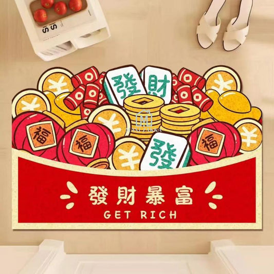 Ready Stock Red Festive CNY Diatom Floor Bath Mat Washable Non-Slip Chinese New Year Home Decor 2025 Snake Year Spring Festival