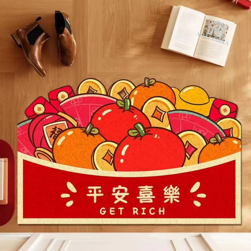 Ready Stock Red Festive CNY Diatom Floor Bath Mat Washable Non-Slip Chinese New Year Home Decor 2025 Snake Year Spring Festival