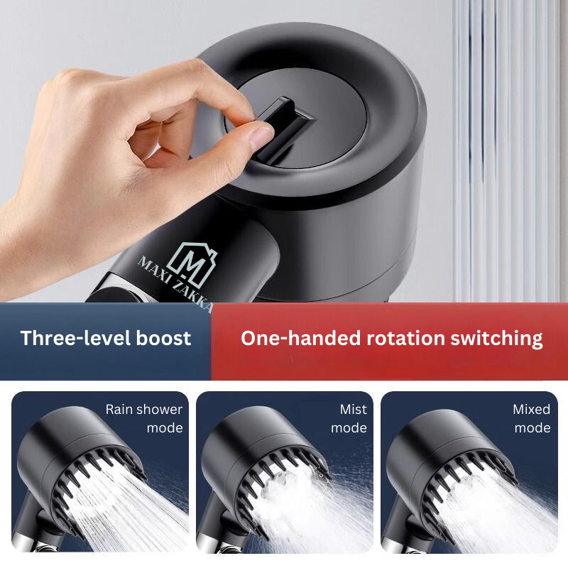 Detachable Shower Head Handheld High Pressure 3 Mode One Button Stop Water Silicone Massage Nodes