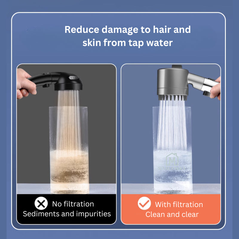Detachable Shower Head Handheld High Pressure 3 Mode One Button Stop Water Silicone Massage Nodes
