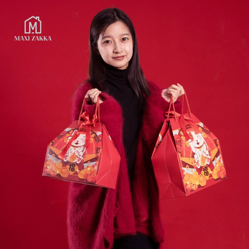 ๐ธ๐ฌ Ready Stock 1 Pc CNY Paper Gift Bag Mandarin Orange Candy Lucky Bag Fortune Gift Chinese New Year 2025 Red Carrier