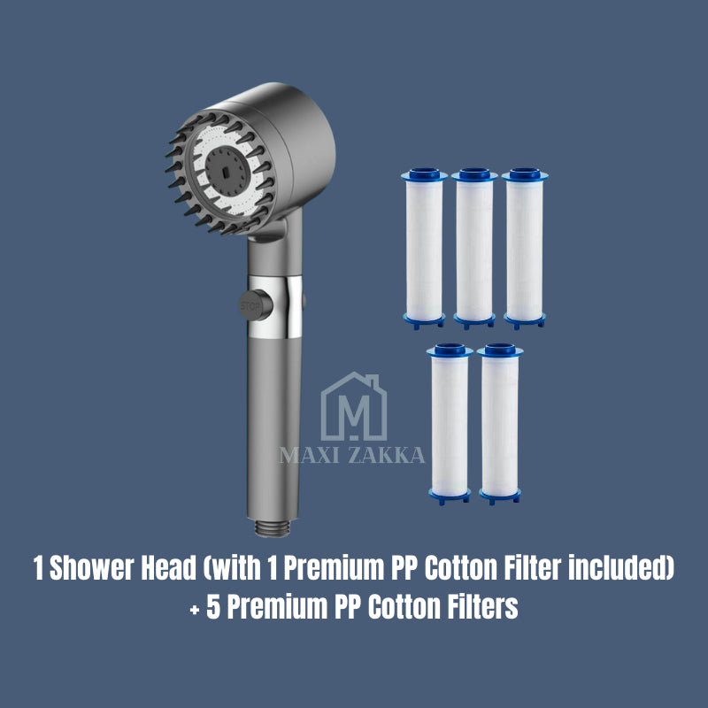 Detachable Shower Head Handheld High Pressure 3 Mode One Button Stop Water Silicone Massage Nodes