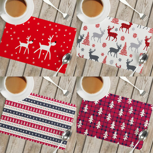 πΈπ¬ Ready Stock Christmas Decor Placemat Coaster for Dining Table Kitchen Waterproof Linen Placemat Table mat