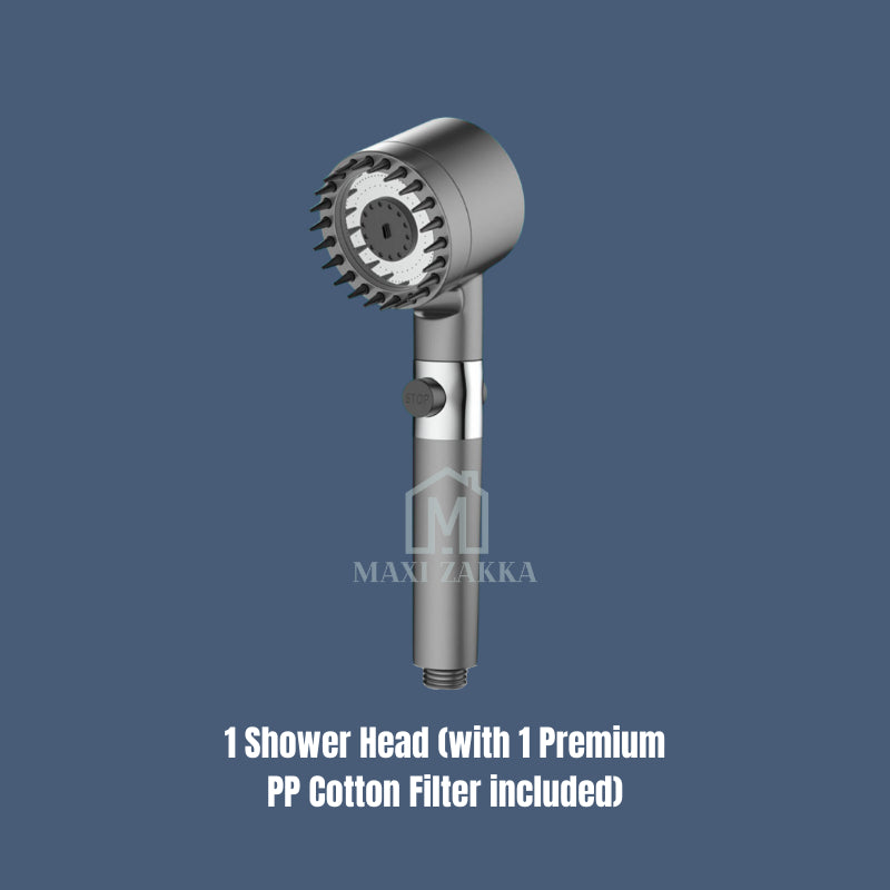 Detachable Shower Head Handheld High Pressure 3 Mode One Button Stop Water Silicone Massage Nodes