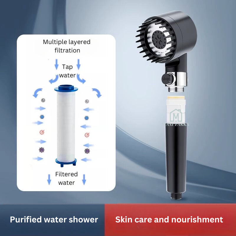 Detachable Shower Head Handheld High Pressure 3 Mode One Button Stop Water Silicone Massage Nodes