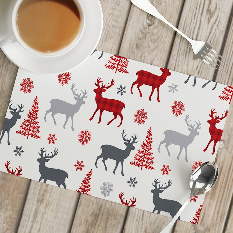 ๐ธ๐ฌ Ready Stock Christmas Decor Placemat Coaster for Dining Table Kitchen Waterproof Linen Placemat Table mat