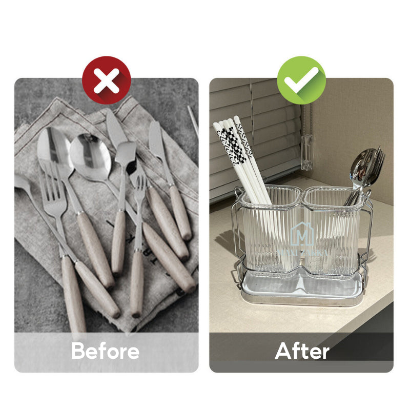 ๐ธ๐ฌ Ready Stock Cutlery Organizer Utensils Holder Fork Spoon Knife Storage Drainer Chopsticks Tableware Household Kitchen