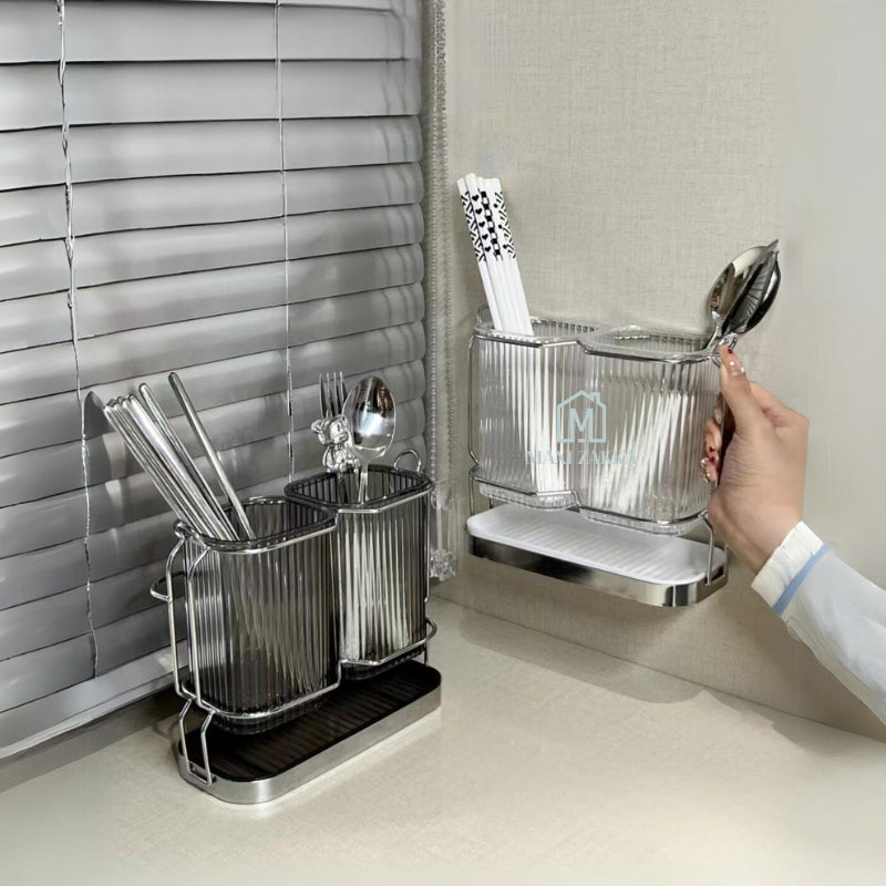 ๐ธ๐ฌ Ready Stock Cutlery Organizer Utensils Holder Fork Spoon Knife Storage Drainer Chopsticks Tableware Household Kitchen