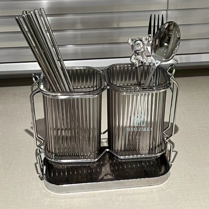 ๐ธ๐ฌ Ready Stock Cutlery Organizer Utensils Holder Fork Spoon Knife Storage Drainer Chopsticks Tableware Household Kitchen