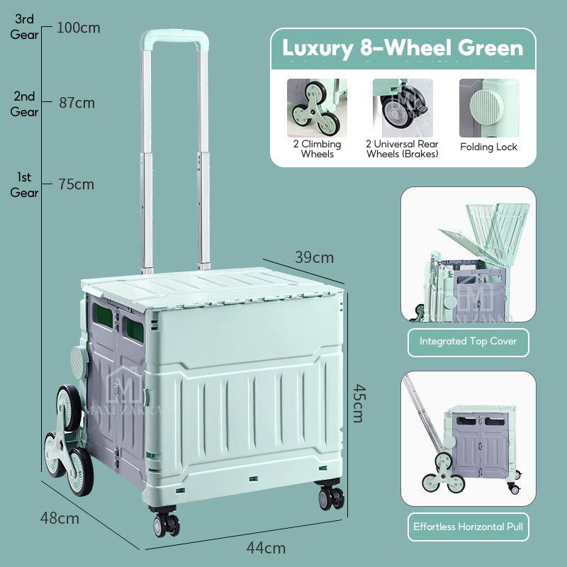 ๐ธ๐ฌ Ready Stock Foldable Grocery Shopping Trolley Large Utility Cart Collapsible Large Capacity Stair Climb 360 Rotatable