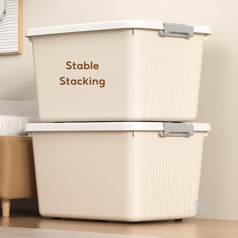 ๐ธ๐ฌ Local Stock Storage Box Stackable Large Plastic Container Wheel Lid Clothing Book Toy Home Cabinet Wardrobe Organizer