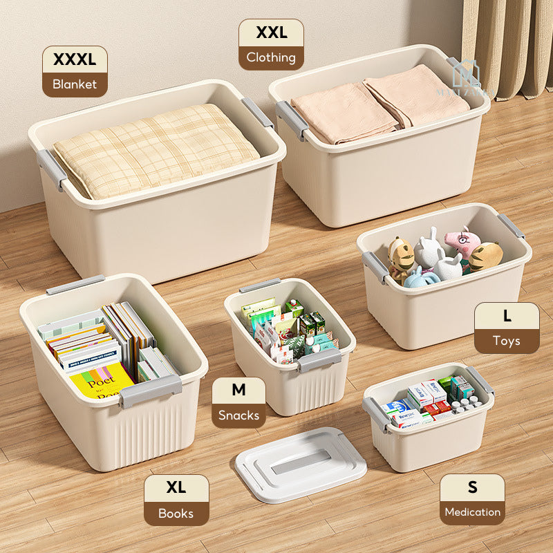 ๐ธ๐ฌ Local Stock Storage Box Stackable Large Plastic Container Wheel Lid Clothing Book Toy Home Cabinet Wardrobe Organizer