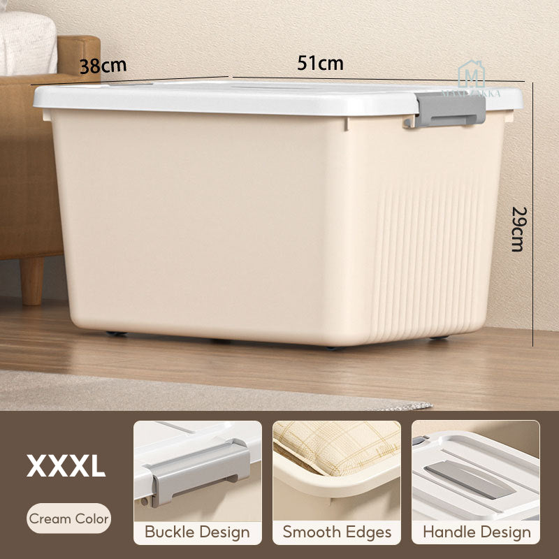 ๐ธ๐ฌ Local Stock Storage Box Stackable Large Plastic Container Wheel Lid Clothing Book Toy Home Cabinet Wardrobe Organizer