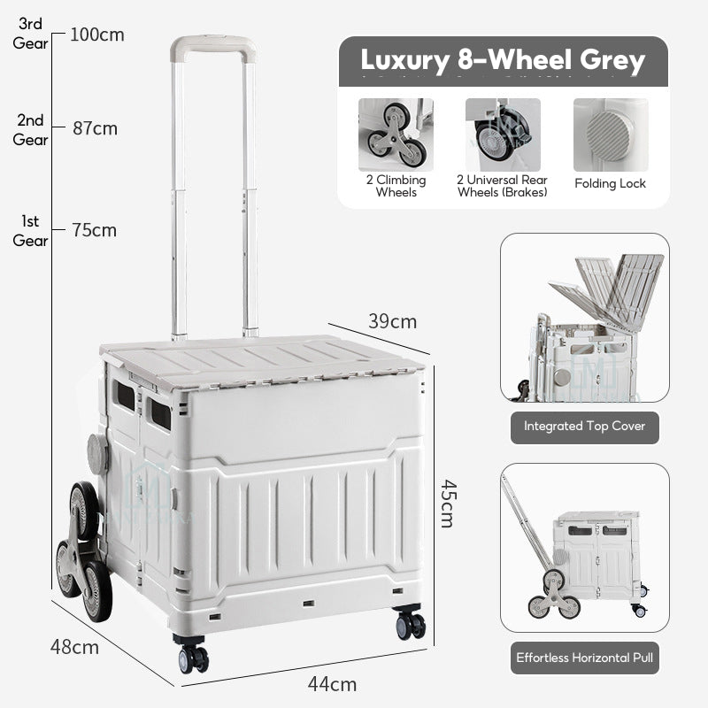 ๐ธ๐ฌ Ready Stock Foldable Grocery Shopping Trolley Large Utility Cart Collapsible Large Capacity Stair Climb 360 Rotatable