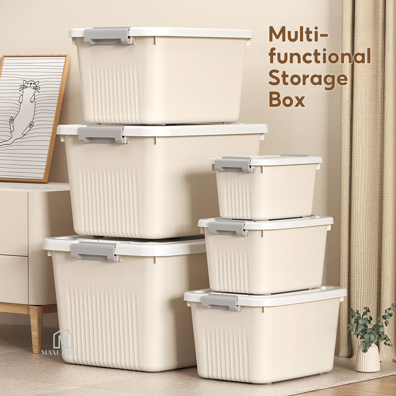 ๐ธ๐ฌ Local Stock Storage Box Stackable Large Plastic Container Wheel Lid Clothing Book Toy Home Cabinet Wardrobe Organizer