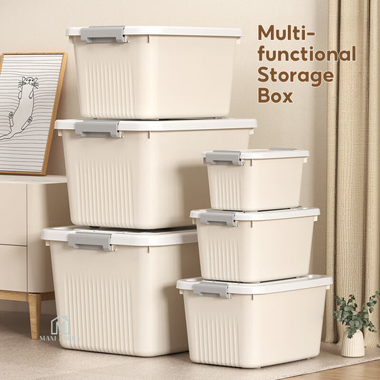 ๐ธ๐ฌ Local Stock Storage Box Stackable Large Plastic Container Wheel Lid Clothing Book Toy Home Cabinet Wardrobe Organizer