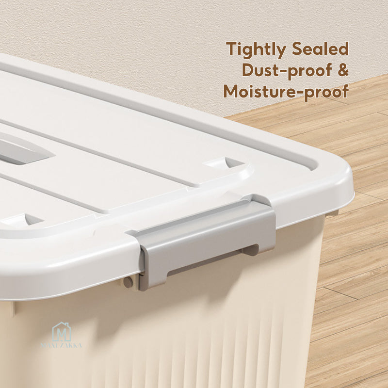 ๐ธ๐ฌ Local Stock Storage Box Stackable Large Plastic Container Wheel Lid Clothing Book Toy Home Cabinet Wardrobe Organizer