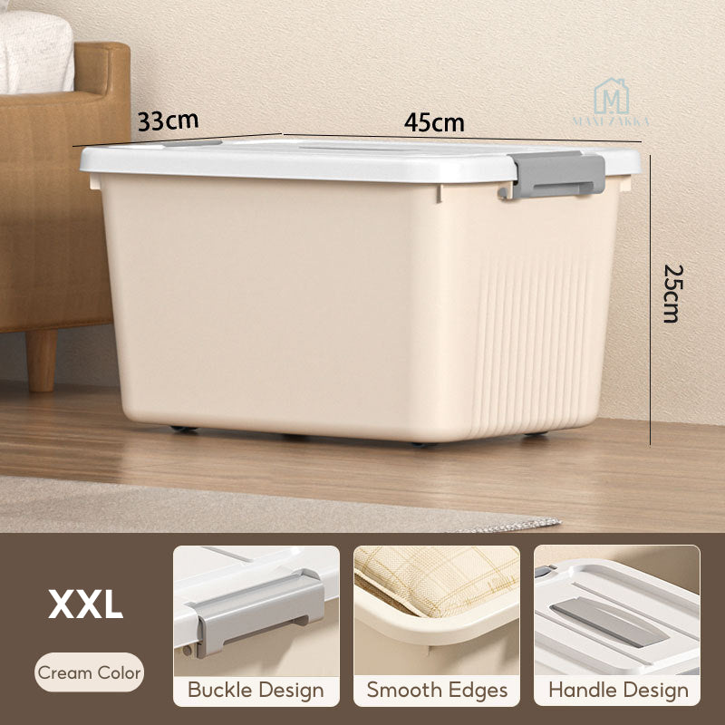๐ธ๐ฌ Local Stock Storage Box Stackable Large Plastic Container Wheel Lid Clothing Book Toy Home Cabinet Wardrobe Organizer