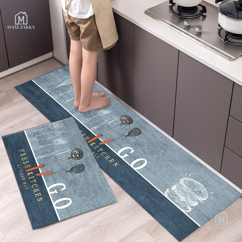 ๐ธ๐ฌ Ready Stock Long Bathroom Kitchen Floor Mat Water Absorbent Scratch Proof Anti-Slip Non-slip Door Foot Pad Carpet