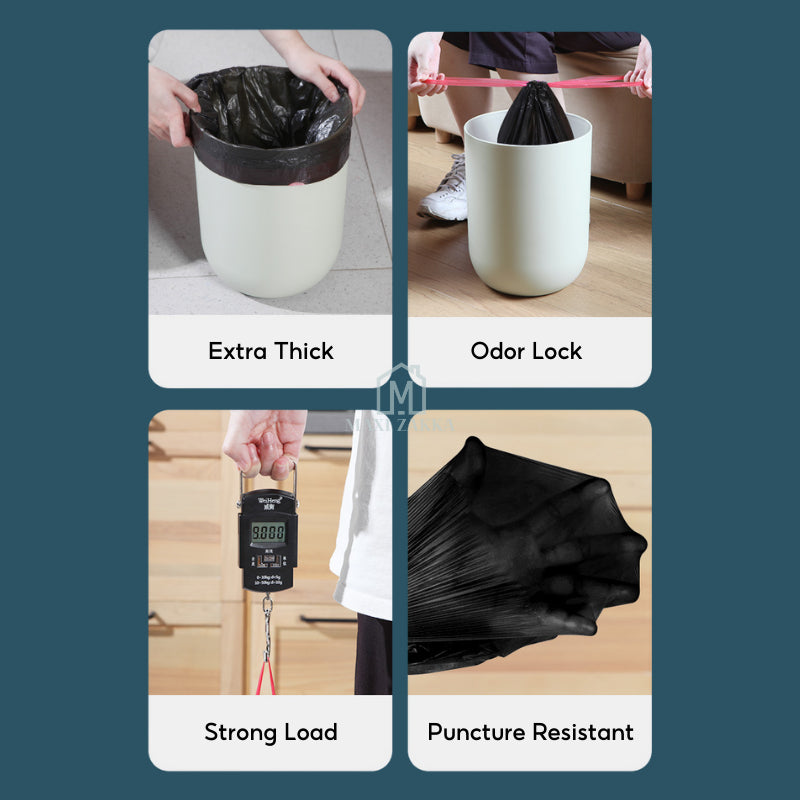 ๐ธ๐ฌ Ready Stock Drawstring Garbage Bag Trash Bag Rubbish Bag Thick Disposable Plastic Bag Dustbin Waste Bin