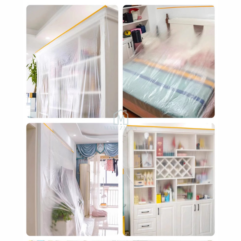 ๐ธ๐ฌ Ready Stock Plastic Dust Cover Disposable Furniture Appliance Dustproof Cover Renovation Paint Splash Protective Film