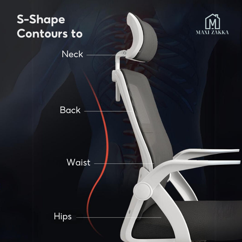 ๐ธ๐ฌ Ready Stock Ergonomic Office Home Gaming Chair Armrest Headrest Mesh Lumbar Support Height Adjustable Comfortable