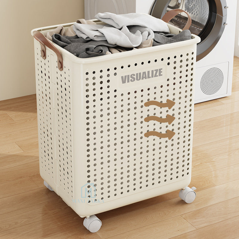 ๐ธ๐ฌ Ready Stock Foldable Laundry Basket Space Saving Clothes Storage Bag Shelves Toys Doll Book Organizer Wheel