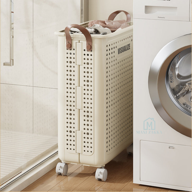 ๐ธ๐ฌ Ready Stock Foldable Laundry Basket Space Saving Clothes Storage Bag Shelves Toys Doll Book Organizer Wheel