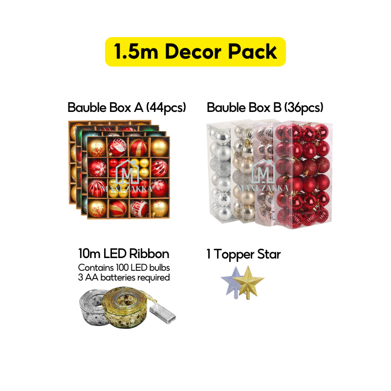 ๐ธ๐ฌ Ready Stock Premium Artificial Holiday Christmas Tree Value Decor Pack 150cm/180cm/210cm Full Dense Led Light Ribbon