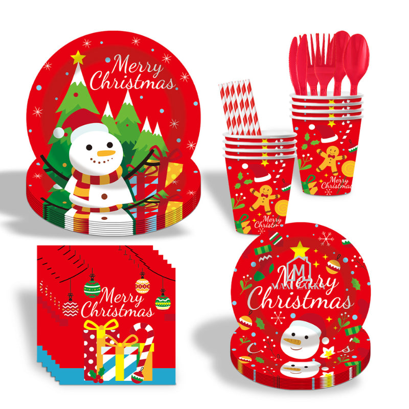 ๐ธ๐ฌ Ready Stock 10/20 Pax Christmas Party Disposable Cutlery Tableware Set Utensils Paper Plate Cup Plastic Fork Spoon