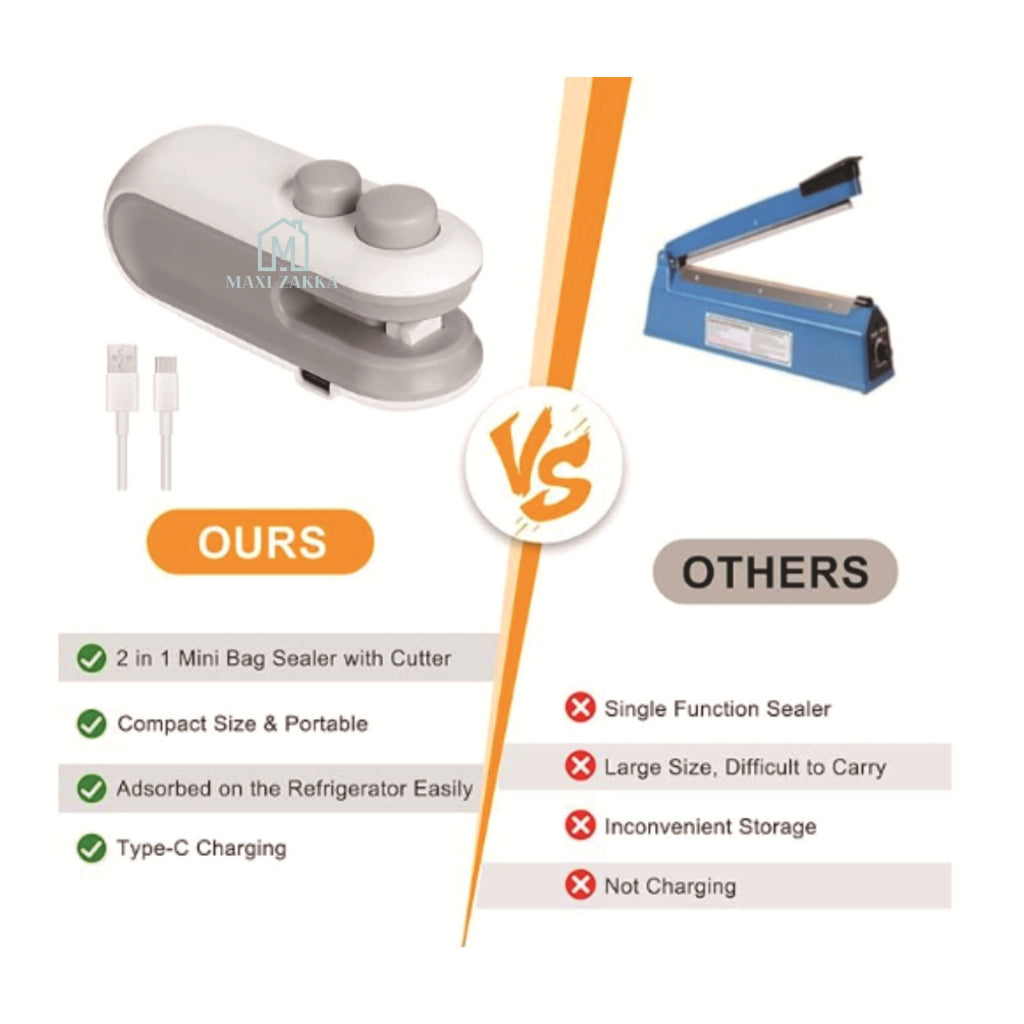 ๐ธ๐ฌ Ready Stock Mini Portable Sealer Machine Heat Sealing USB Charging Snack Food Plastic Bag Refrigerator Magnetic