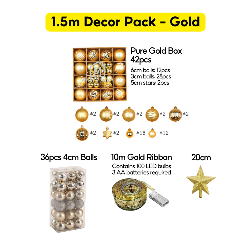 ๐ธ๐ฌ Ready Stock Premium Artificial Holiday Christmas Tree Value Decor Pack 150cm/180cm/210cm Full Dense Led Light Ribbon