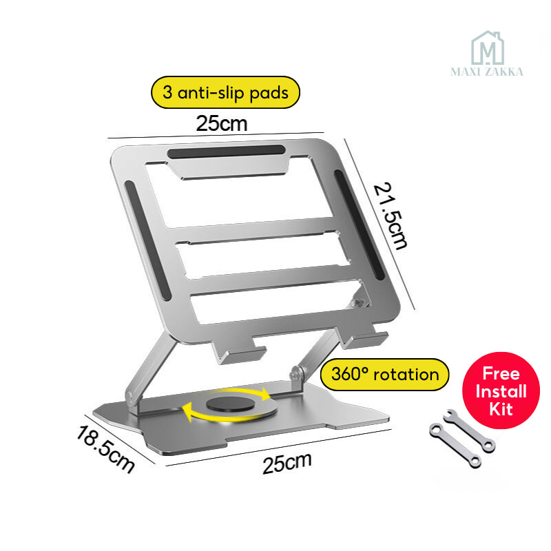 ๐ธ๐ฌ Ready Stock Stepless Laptop Stand Ergonomic Notebook Tablet 360ยฐ Rotating Foldable Carbon Steel Adjustable Height