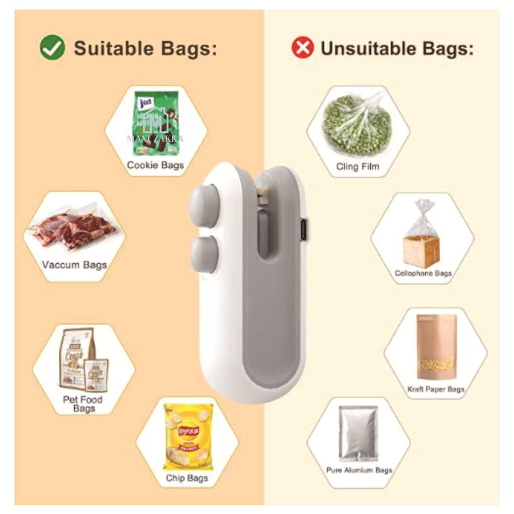 ๐ธ๐ฌ Ready Stock Mini Portable Sealer Machine Heat Sealing USB Charging Snack Food Plastic Bag Refrigerator Magnetic