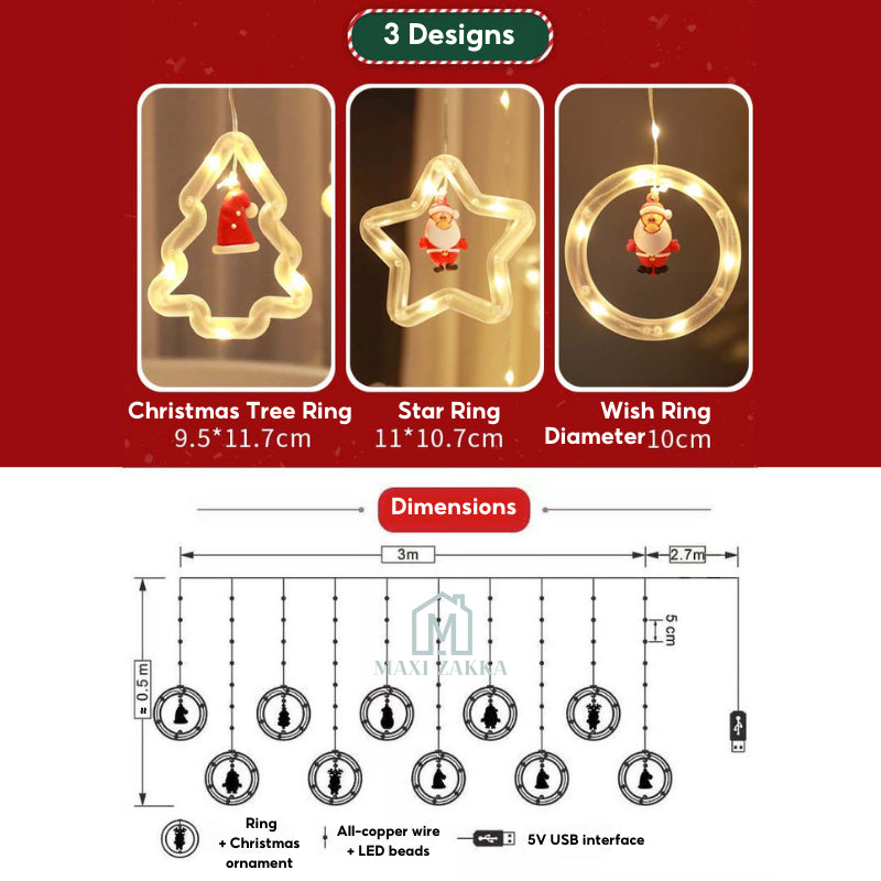 ๐ธ๐ฌ Ready Stock Christmas LED Lights Fairy Lights Decoration Window Curtain String Lights USB Waterproof Party Decor