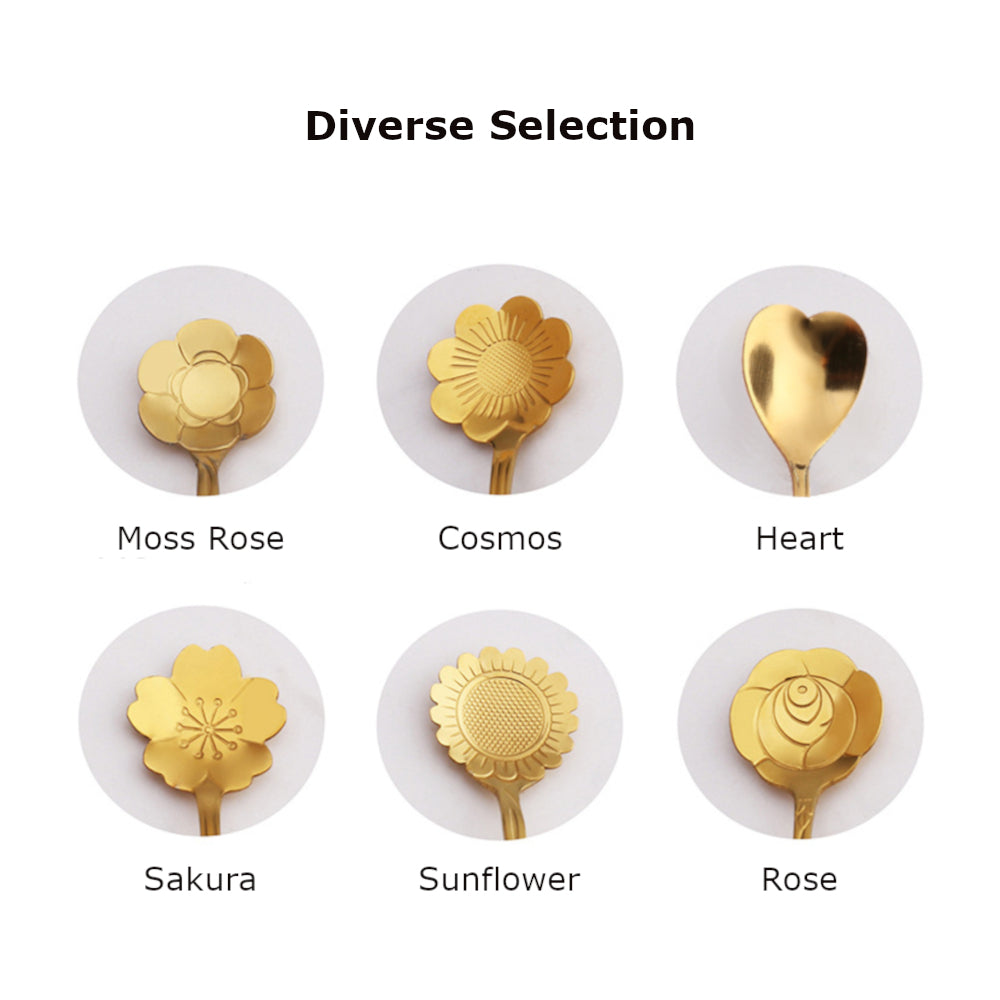 ๐ธ๐ฌ Stainless Steel Flower Spoon Short Handle Home Dessert Stirring Spoon Wedding Gift Cherry Blossom Design Titanium
