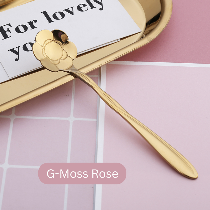 ๐ธ๐ฌ Stainless Steel Flower Spoon Short Handle Home Dessert Stirring Spoon Wedding Gift Cherry Blossom Design Titanium