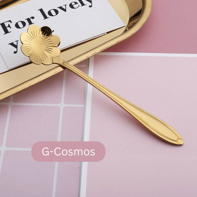 ๐ธ๐ฌ Stainless Steel Flower Spoon Short Handle Home Dessert Stirring Spoon Wedding Gift Cherry Blossom Design Titanium